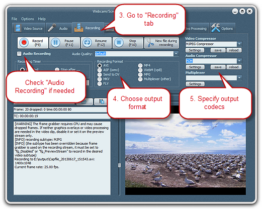 Specify Recording Settings & Start Recording