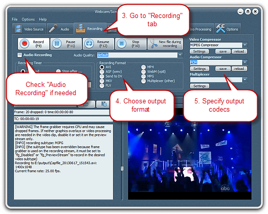 Specify Recording Settings & Start Recording